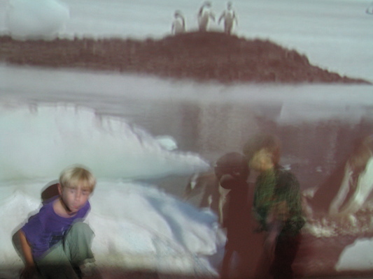 Tim and Cole with the penguins at the Biodome (07-23-2008 09:44)