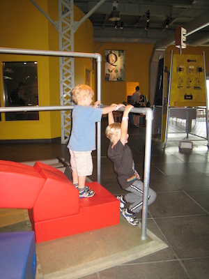 Cole and Tim on the arch they built (07-24-2008 11:08)