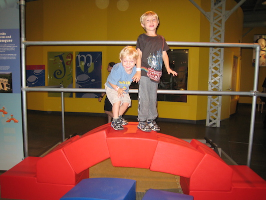 Cole and Tim on the arch they built (07-24-2008 11:08)