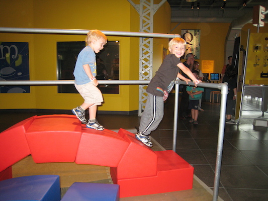 Cole and Tim on the arch they built (07-24-2008 11:08)