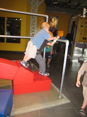 Cole and Tim on the arch they built (07-24-2008 11:08)