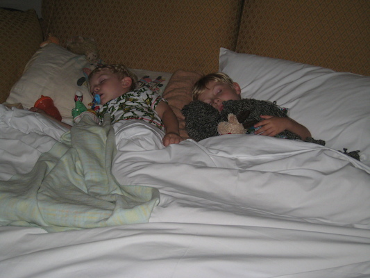 Cole and Tim sleeping in Montreal (07-25-2008 20:14)