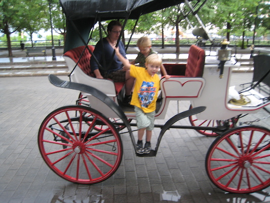 Tim, Xine and Cole dismounting (07-28-2008 18:21)