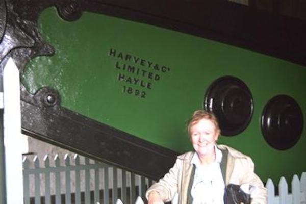 Mum in front of the beam