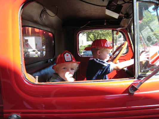 Tim and Cole in a firetruck (09-20-2008 10:23)