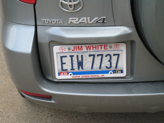 "Jim White" license plate (02-15-2009 13:43)