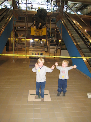 Tim and Cole dinosaurs with the Terrible T-Rex (02-17-2009 16:07)