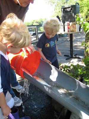 Tim and Cole watch the herring slide (05-30-2009 09:45)