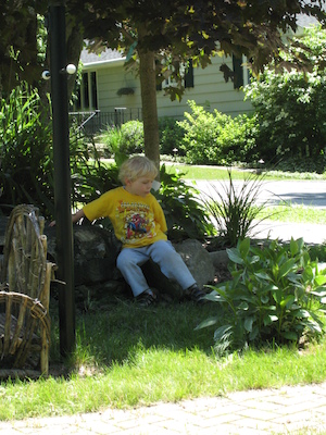 Cole on his thinking rock (06-16-2009 12:47)