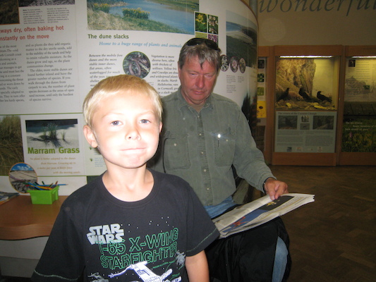 Tim making faces at the Truro museum with Granddad (07-14-2009 10:32)