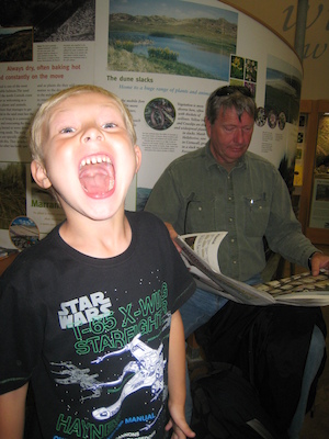 Tim making faces at the Truro museum with Granddad (07-14-2009 10:32)