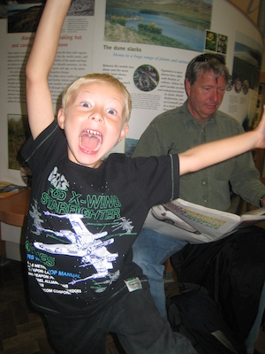 Tim making faces at the Truro museum with Granddad (07-14-2009 10:32)