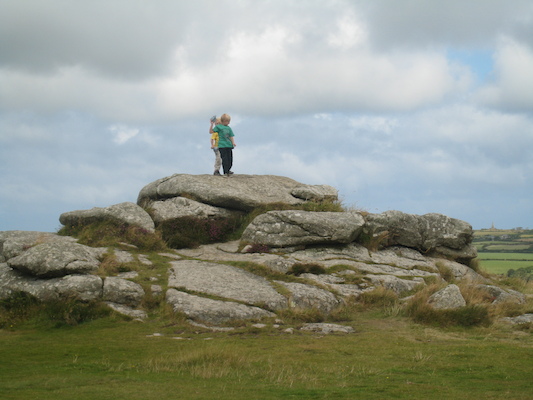 Tim and Cole on top of Trencrom (07-15-2009 11:40)