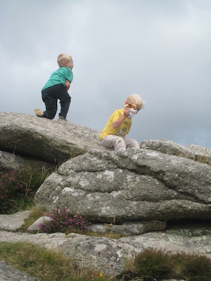 Tim and Cole eating pasties on Trencrom (07-15-2009 11:44)