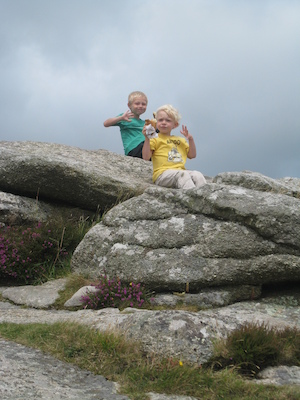 Tim and Cole eating pasties on Trencrom (07-15-2009 11:44)