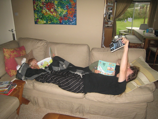 Tim, Cole and Ben reading (07-17-2009 06:16)