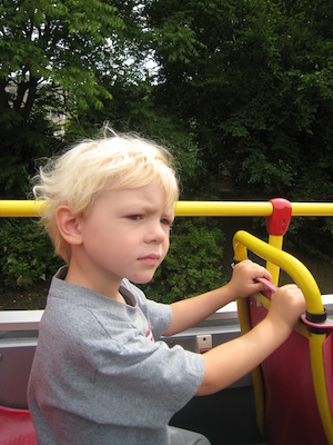 Cole on a double decker bus (07-20-2009 10:07)