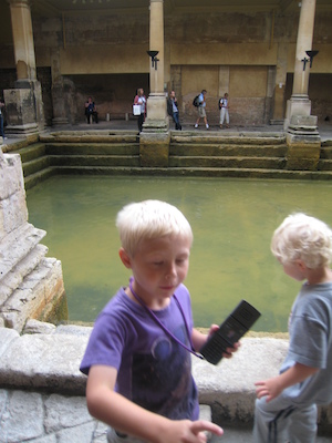 Tim and Cole at the Roman baths (07-20-2009 12:17)