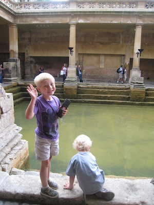 Tim and Cole at the Roman baths (07-20-2009 12:17)