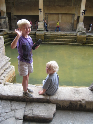 Tim and Cole at the Roman baths (07-20-2009 12:17)
