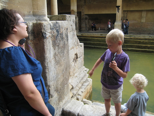 Xine, Tim and Cole at the Roman baths (07-20-2009 12:17)
