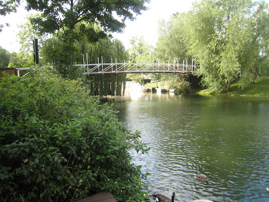 Cole and Tim feeding the swans and ducks (07-23-2009 08:03)