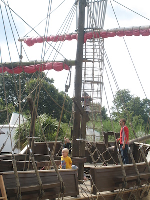 Tim and Cole at the pirate ship at the Princess Diana playground (07-26-2009 09:11)