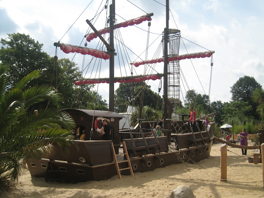 Tim and Cole at the pirate ship at the Princess Diana playground (07-26-2009 09:11)