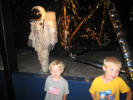 Tim and Cole looking at the lunar lander (07-26-2009 11:07)