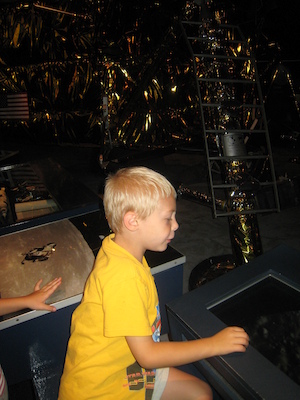 Tim and Cole looking at the lunar lander (07-26-2009 11:14)