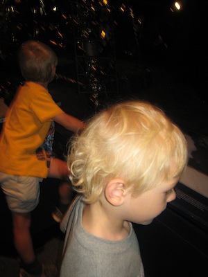 Tim and Cole looking at the lunar lander (07-26-2009 11:14)