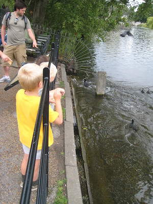 Tim and Cole feeding the birds (07-26-2009 15:43)