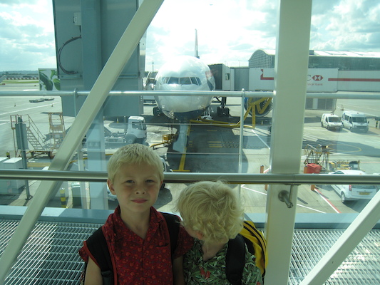 Tim and Cole at Heathrow (07-27-2009 15:40)