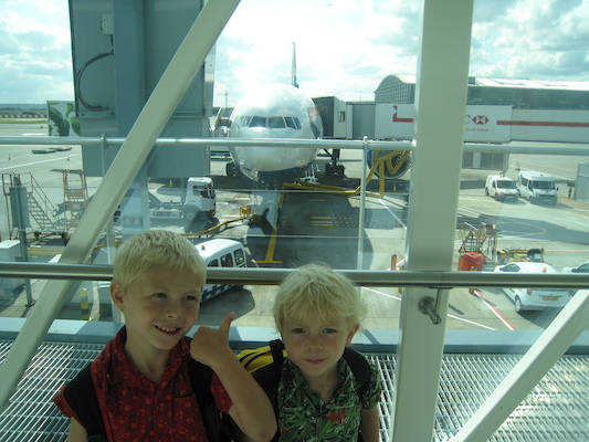 Tim and Cole at Heathrow (07-27-2009 15:40)
