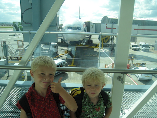 Tim and Cole at Heathrow (07-27-2009 15:40)