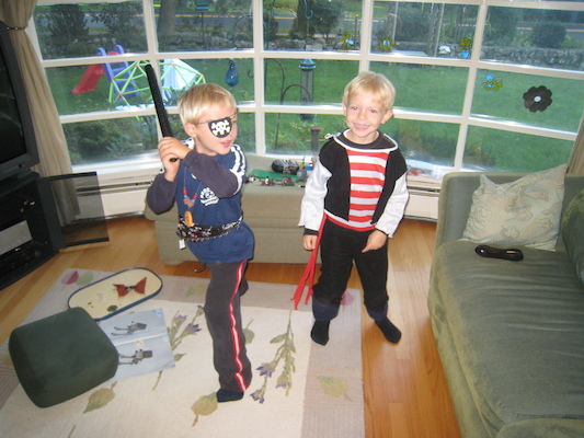 Tim and Cole in ITLA Pirate Day finery (09-19-2009 07:13)