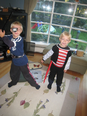 Tim and Cole in ITLA Pirate Day finery (09-19-2009 07:13)