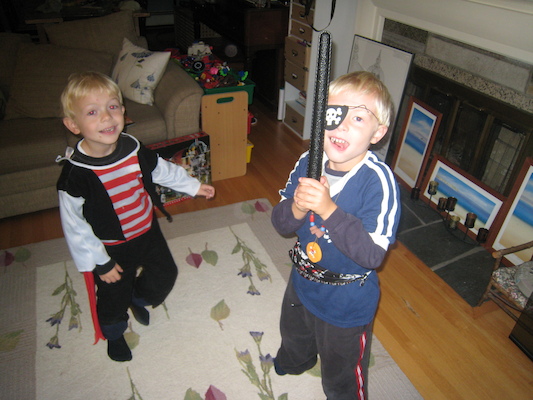 Cole and Tim in ITLA Pirate Day finery (09-19-2009 07:13)