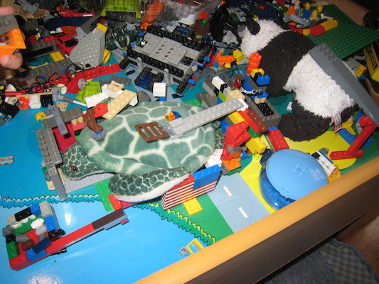 Tim and Cole's turtle and panda care station (10-27-2009 07:27)