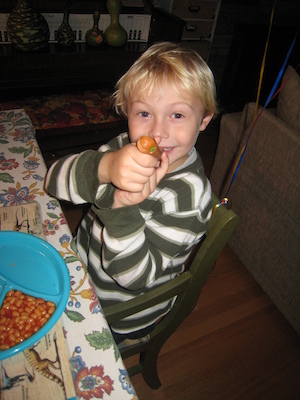 Tim and hot dog snake (11-16-2009 17:04)