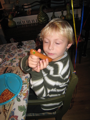 Tim and hot dog snake (11-16-2009 17:04)