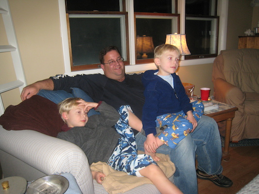 Tim and Cole watching Star Wars with Matt (12-24-2009 20:49)