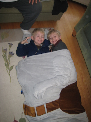 Cole and Tim in a Tauntaun (01-01-2010 07:47)