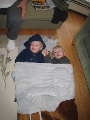 Cole and Tim in a Tauntaun (01-01-2010 07:47)