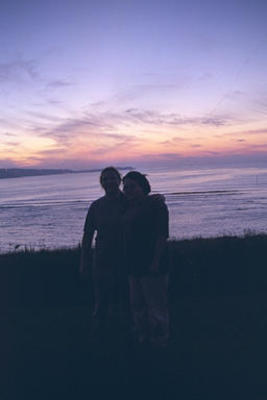Xine and Ben in Cornwall at sunset
