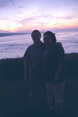 Xine and Ben in Cornwall at sunset