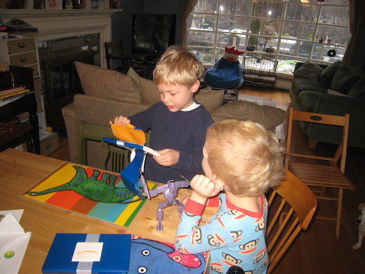 Tim opening presents with Cole (03-01-2010 07:03)