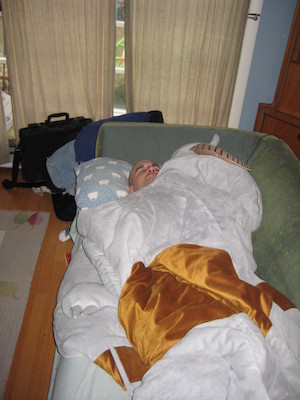 Aleksei sleeping in the Tauntaun (03-16-2010 11:16)