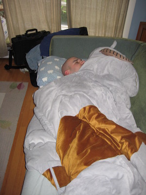 Aleksei sleeping in the Tauntaun (03-16-2010 11:16)