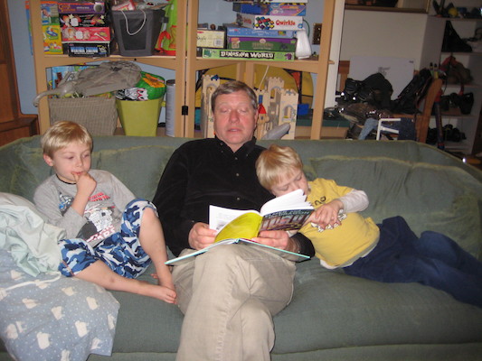 Granddad reading to Tim and Cole (03-17-2010 00:02)
